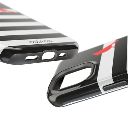 osbina | MagSafe compatible for iPhone | Redbird Edition Thinking of You Phone Case Black & White Stripe | Inspired By Collection