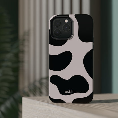 osbina | MagSafe compatible for iPhone | Prairie Chic Pink & Black Cow Print Phone Case | Modern Muse Collection