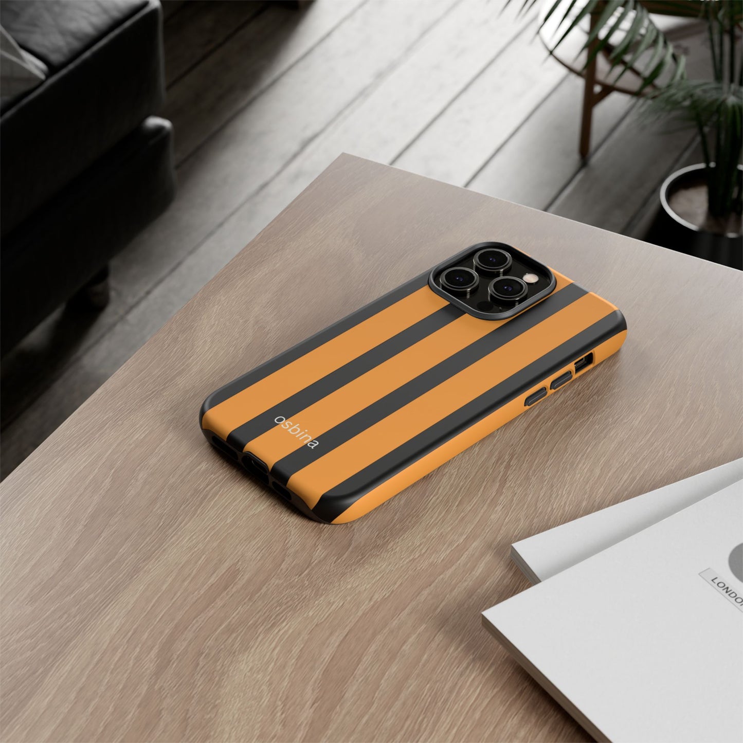 osbina | The Statement Stripe Case in Black + Orange | The Season Collective