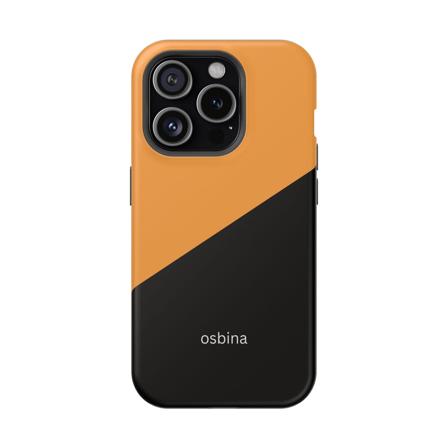 osbina | MagSafe Compatible for iPhone | Bold Moves Only — The Orange + Black Split Diagonal Case | The Season Collective