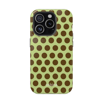 osbina | MagSafe compatible for iPhone | Chartreuse Cocoa Dots Phone Case | Color Edit Collection