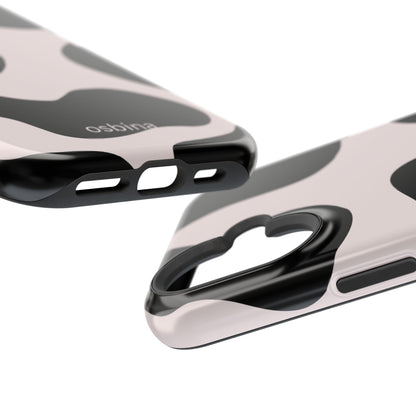 osbina | MagSafe compatible for iPhone | Prairie Chic Pink & Black Cow Print Phone Case | Modern Muse Collection