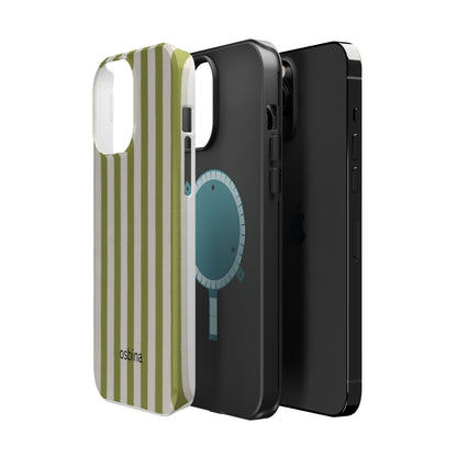 osbina | MagSafe compatible for iPhone | Verde Stripe Phone Case | Color Edit Collection