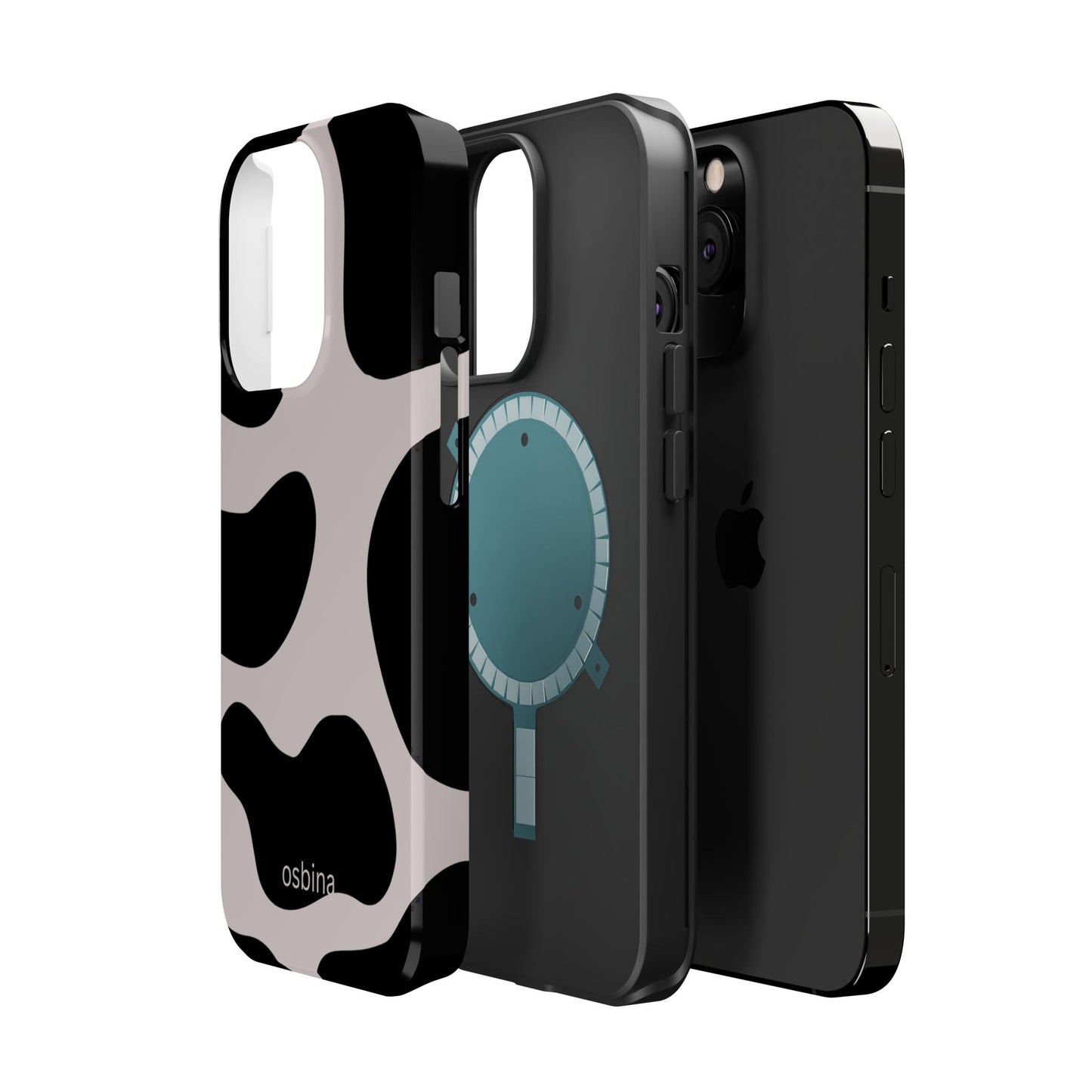 osbina | MagSafe compatible for iPhone | Prairie Chic Pink & Black Cow Print Phone Case | Modern Muse Collection