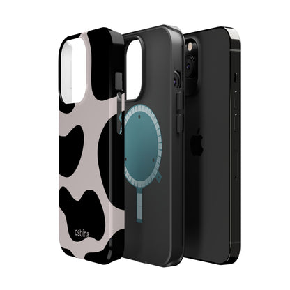 osbina | MagSafe compatible for iPhone | Prairie Chic Pink & Black Cow Print Phone Case | Modern Muse Collection