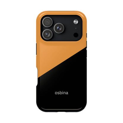 osbina | MagSafe Compatible for iPhone | Bold Moves Only — The Orange + Black Split Diagonal Case | The Season Collective