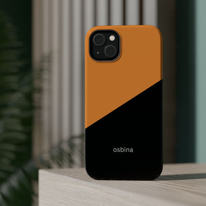 osbina | MagSafe Compatible for iPhone | Bold Moves Only — The Orange + Black Split Diagonal Case | The Season Collective