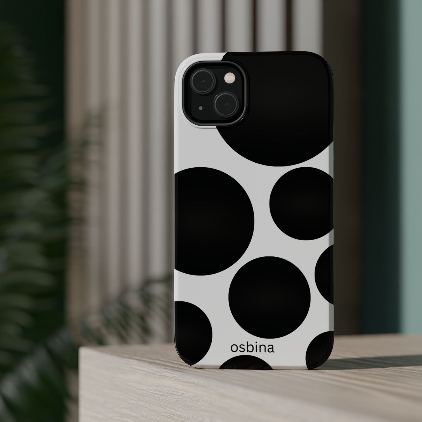 osbina | MagSafe compatible for iPhone | The Noir Bubbles Phone Case | Modern Muse Collection