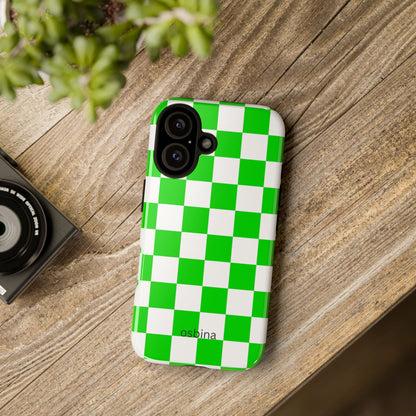 osbina | Neon Verdi Checks Phone Case | Color Edit Collection