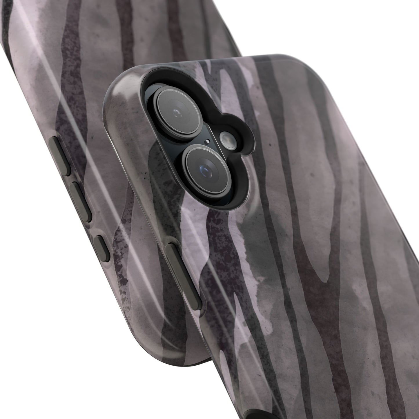 osbina | MagSafe Compatible for iPhone | Stripes on Point — The Muted Gray + Black Tiger Case | The Season Collective