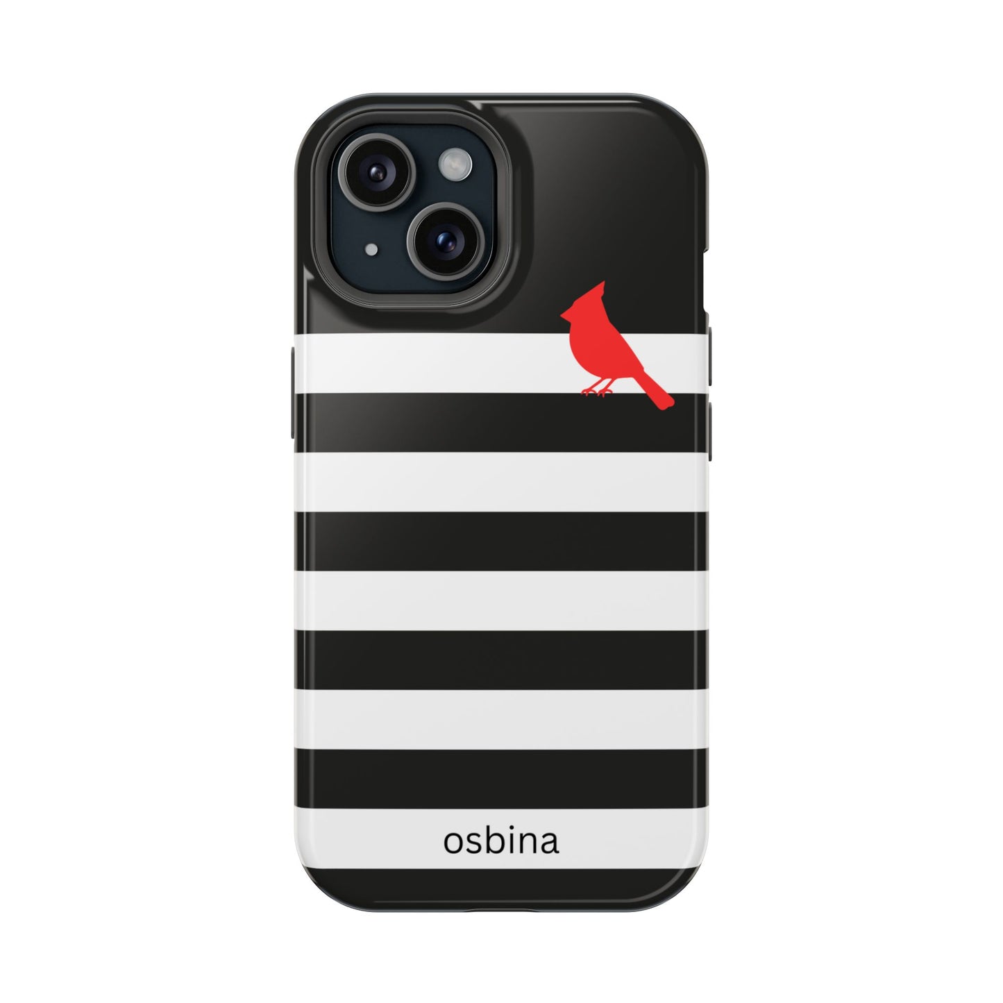 osbina | MagSafe compatible for iPhone | Redbird Edition Thinking of You Phone Case Black & White Stripe | Inspired By Collection