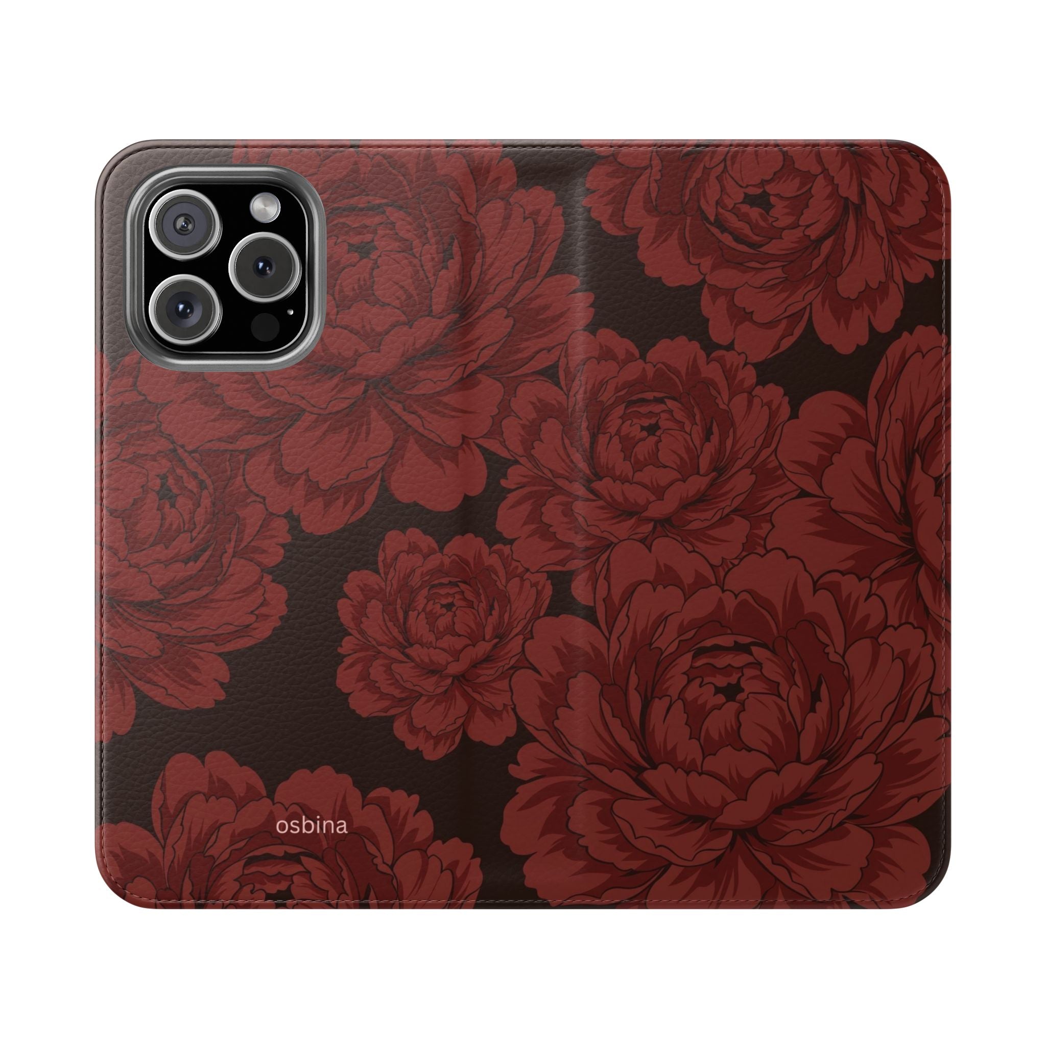 osbina | Wallet Flip Case for iPhone & Samsung | Oxblood Peony