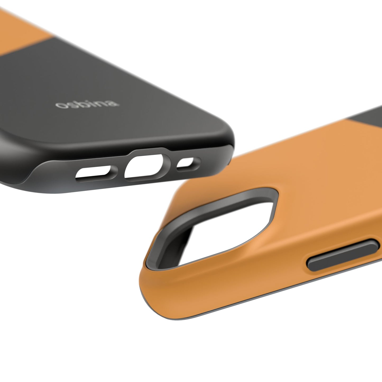 osbina | MagSafe Compatible for iPhone | Bold Moves Only — The Orange + Black Split Diagonal Case | The Season Collective