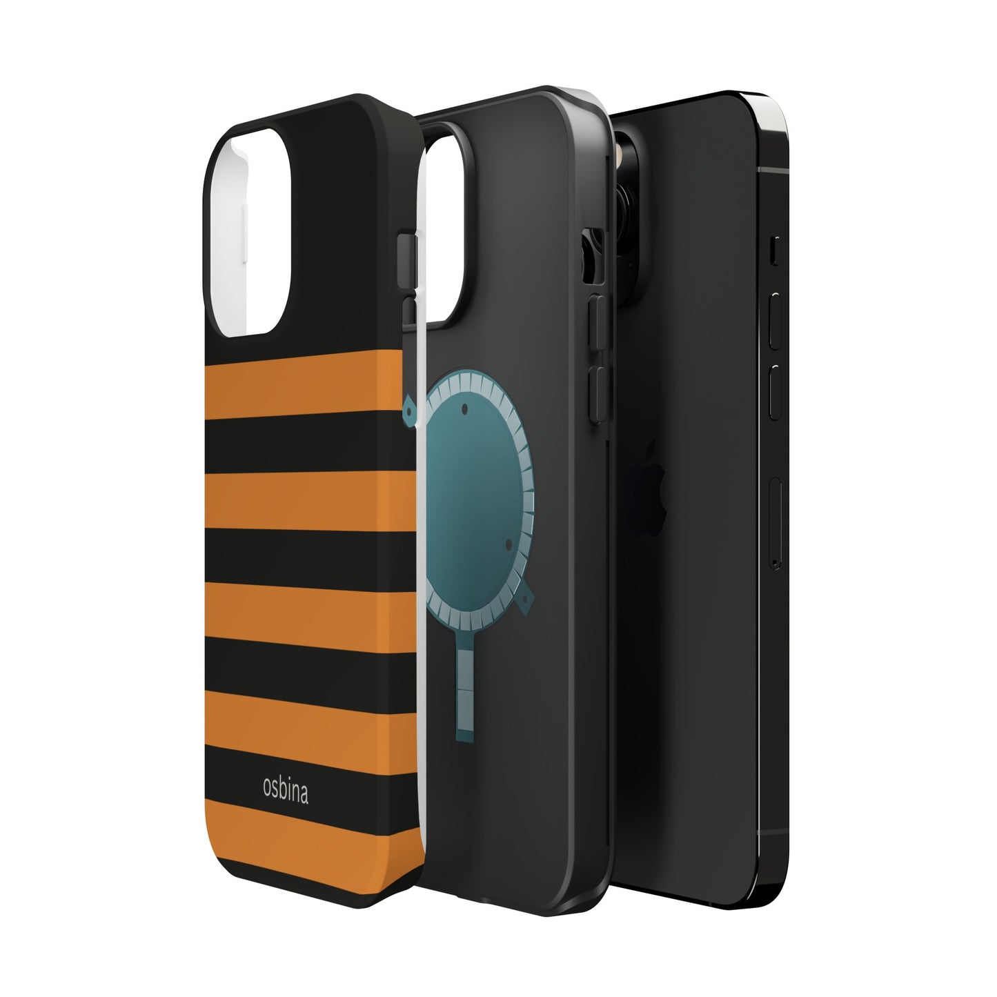 osbina | MagSafe Compatible for iPhone | The Horizon Stripe Case in Black + Orange | The Season Collective