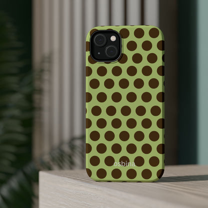 osbina | MagSafe compatible for iPhone | Chartreuse Cocoa Dots Phone Case | Color Edit Collection