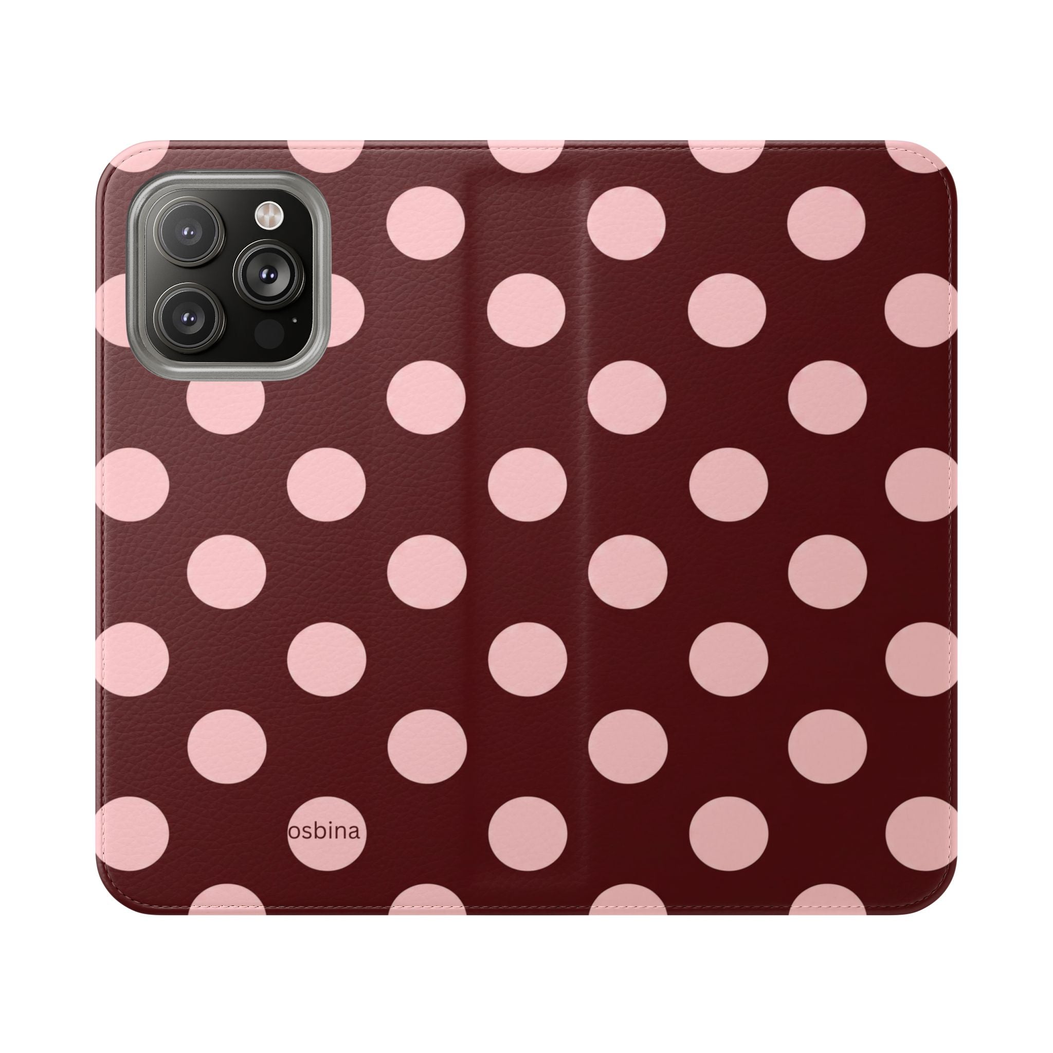 osbina | Wallet Flip Case for iPhone & Samsung | Oxblood Dot
