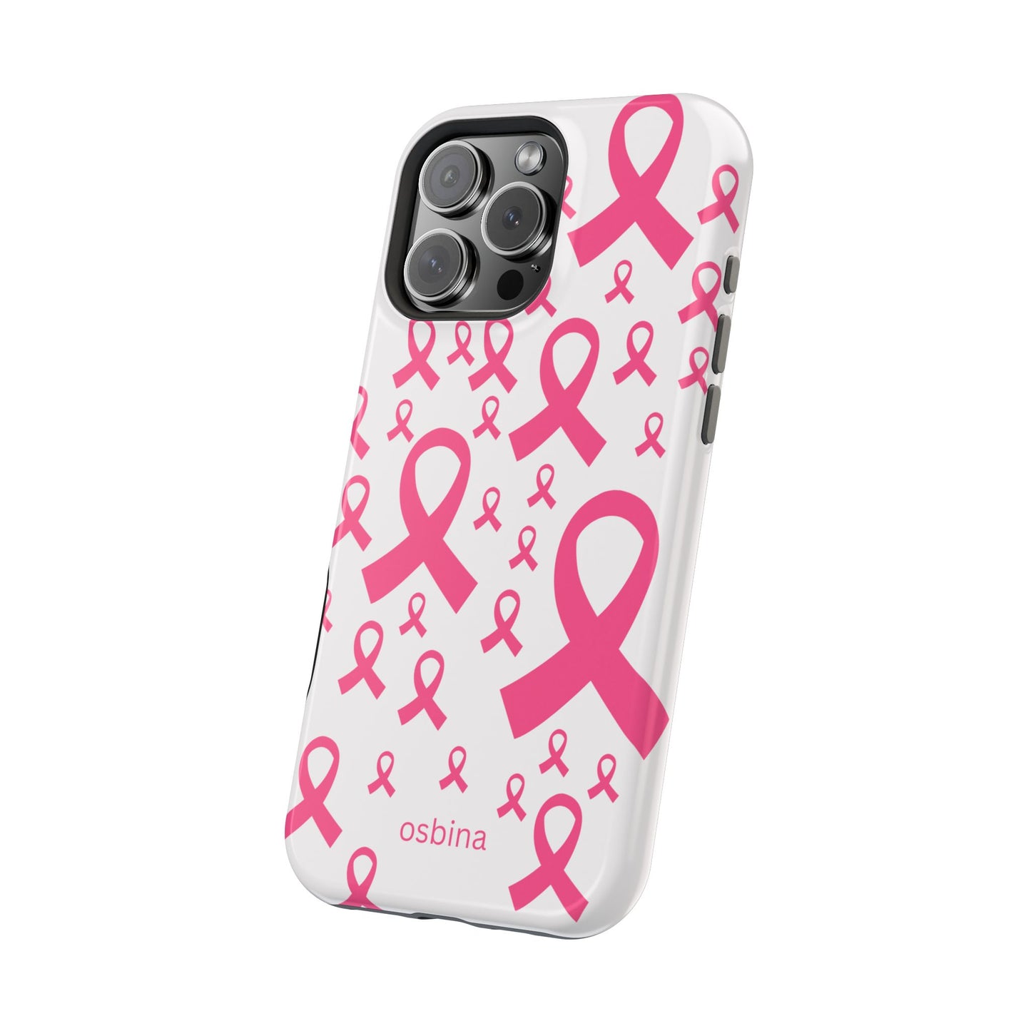 osbina |  MagSafe compatible for iPhone | Limited Edition Strength in Ribbons Case in Light Pink + Soft Pink + Hot Pink | The Pink October Collection | Inspired By