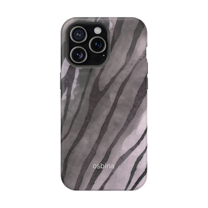 osbina | MagSafe Compatible for iPhone | Stripes on Point — The Muted Gray + Black Tiger Case | The Season Collective