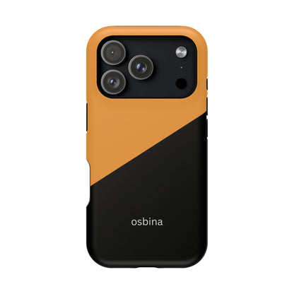 osbina | MagSafe Compatible for iPhone | Bold Moves Only — The Orange + Black Split Diagonal Case | The Season Collective