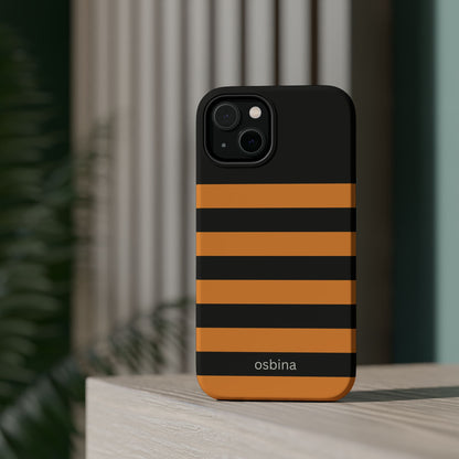 osbina | MagSafe Compatible for iPhone | The Horizon Stripe Case in Black + Orange | The Season Collective