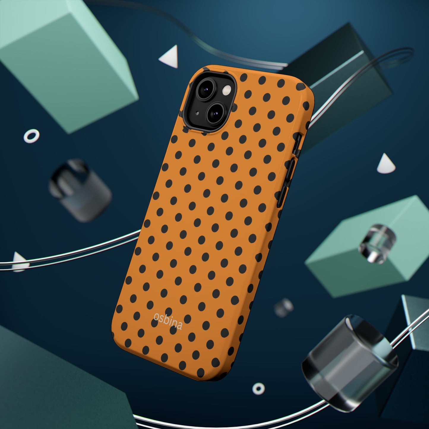 osbina | MagSafe Compatible for iPhone | Spot On Chic — The Orange + Black Polka Dot Case | The Season Collective