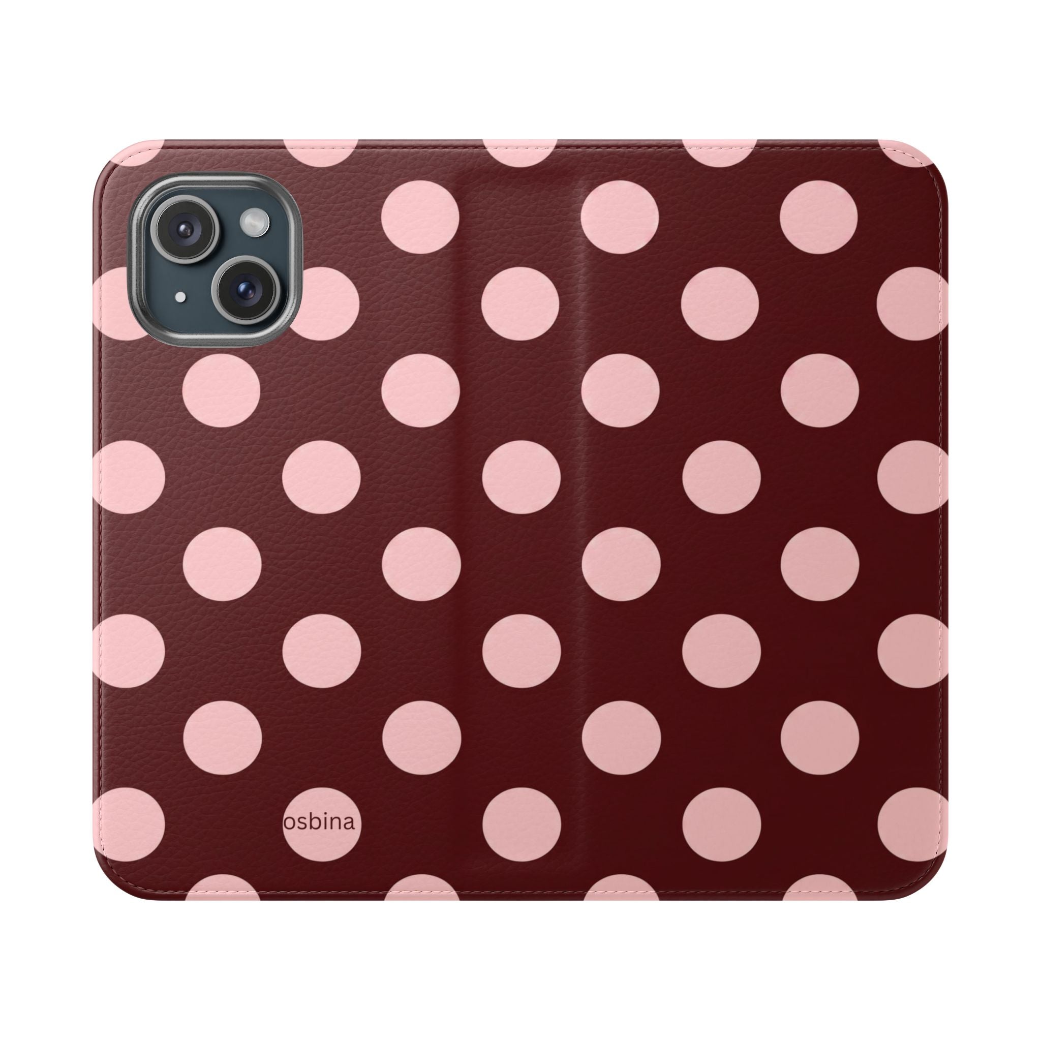 osbina | Wallet Flip Case for iPhone & Samsung | Oxblood Dot