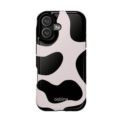 osbina | MagSafe compatible for iPhone | Prairie Chic Pink & Black Cow Print Phone Case | Modern Muse Collection