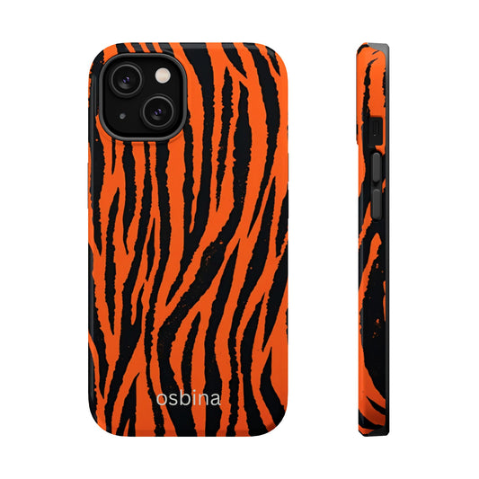 osbina | MagSafe Compatible for iPhone | Tiger, But Make It Chic — The Bengal Stripe Case in Orange + Black | The Season Collective