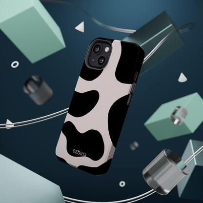osbina | MagSafe compatible for iPhone | Prairie Chic Pink & Black Cow Print Phone Case | Modern Muse Collection