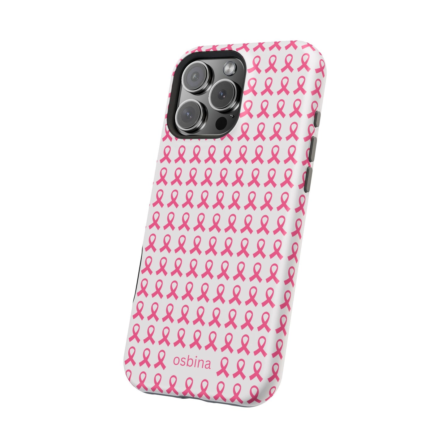osbina |  MagSafe compatible for iPhone | Limited Edition The Side By Side Pink Ribbons Case in Light Pink + Soft Pink + Hot Pink | The Pink October Collection | Inspired By