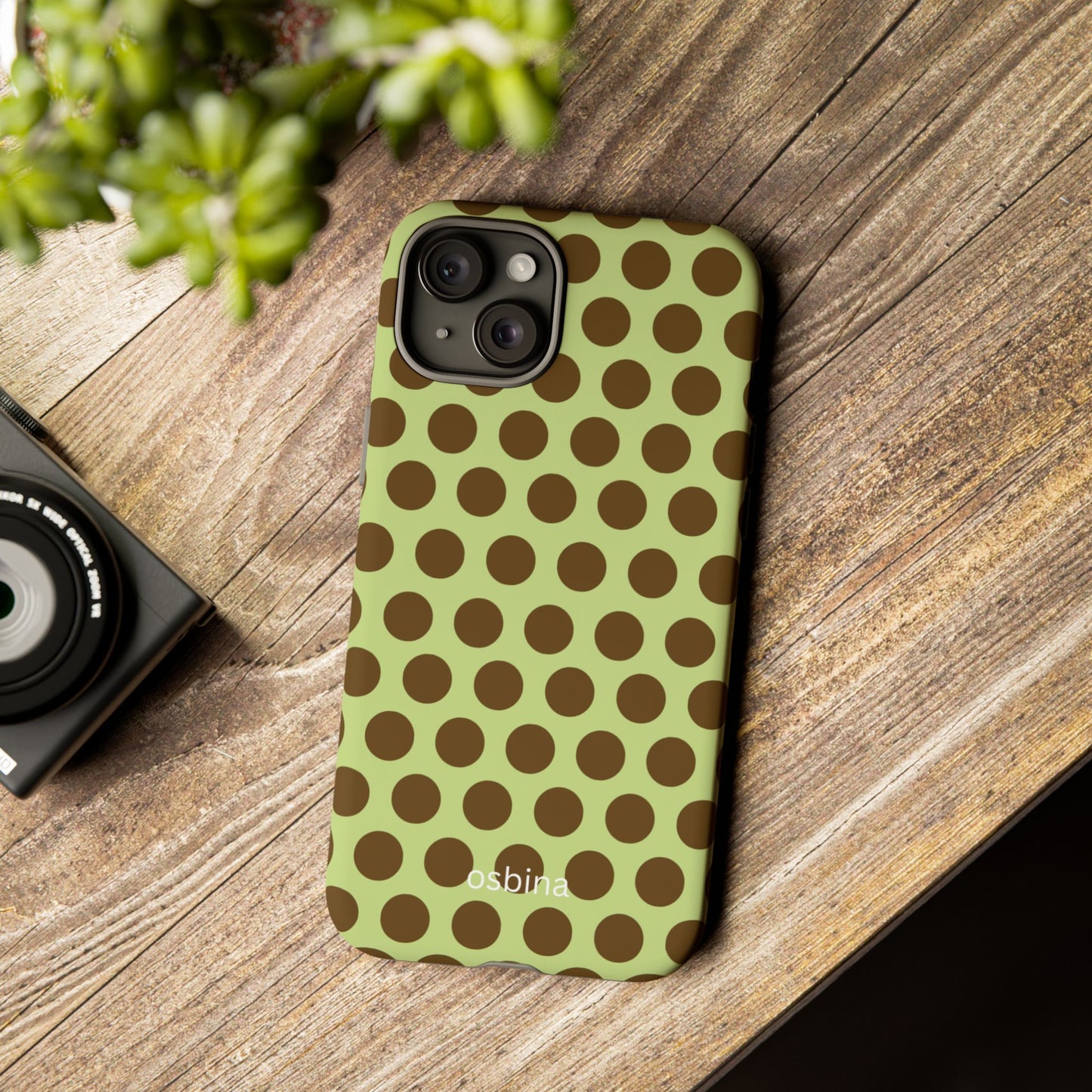 osbina | Chartreuse Cocoa Dots Phone Case | Color Edit Collection
