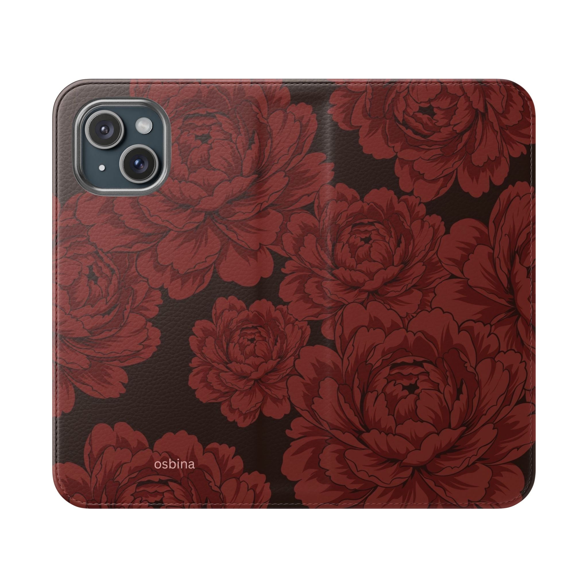 osbina | Wallet Flip Case for iPhone & Samsung | Oxblood Peony