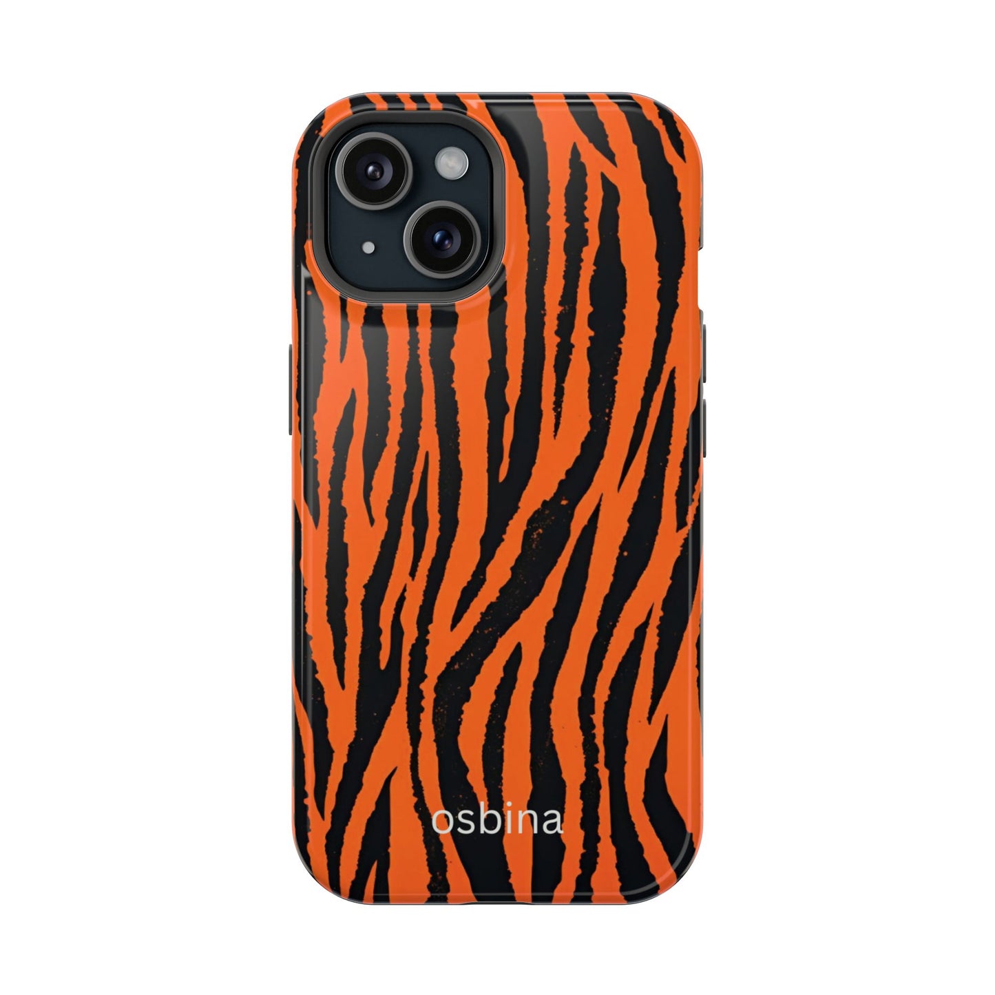 osbina | MagSafe Compatible for iPhone | Tiger, But Make It Chic — The Bengal Stripe Case in Orange + Black | The Season Collective