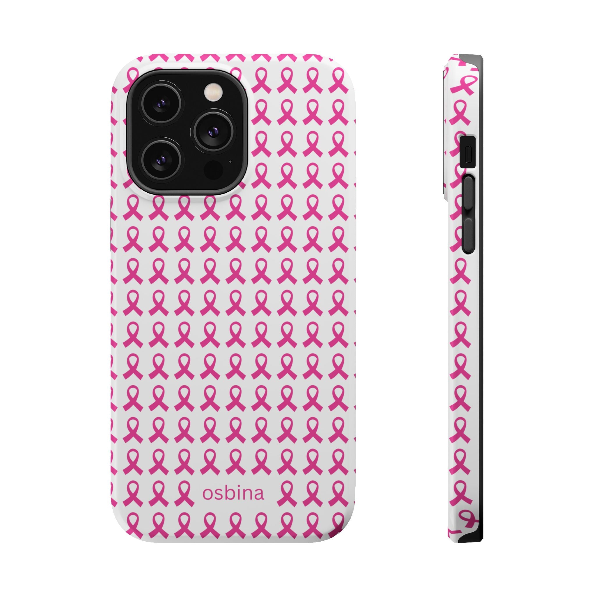 YAYOU MagSafe for iPhone | Side by Side Pink Ribbon Designer Case | osbina