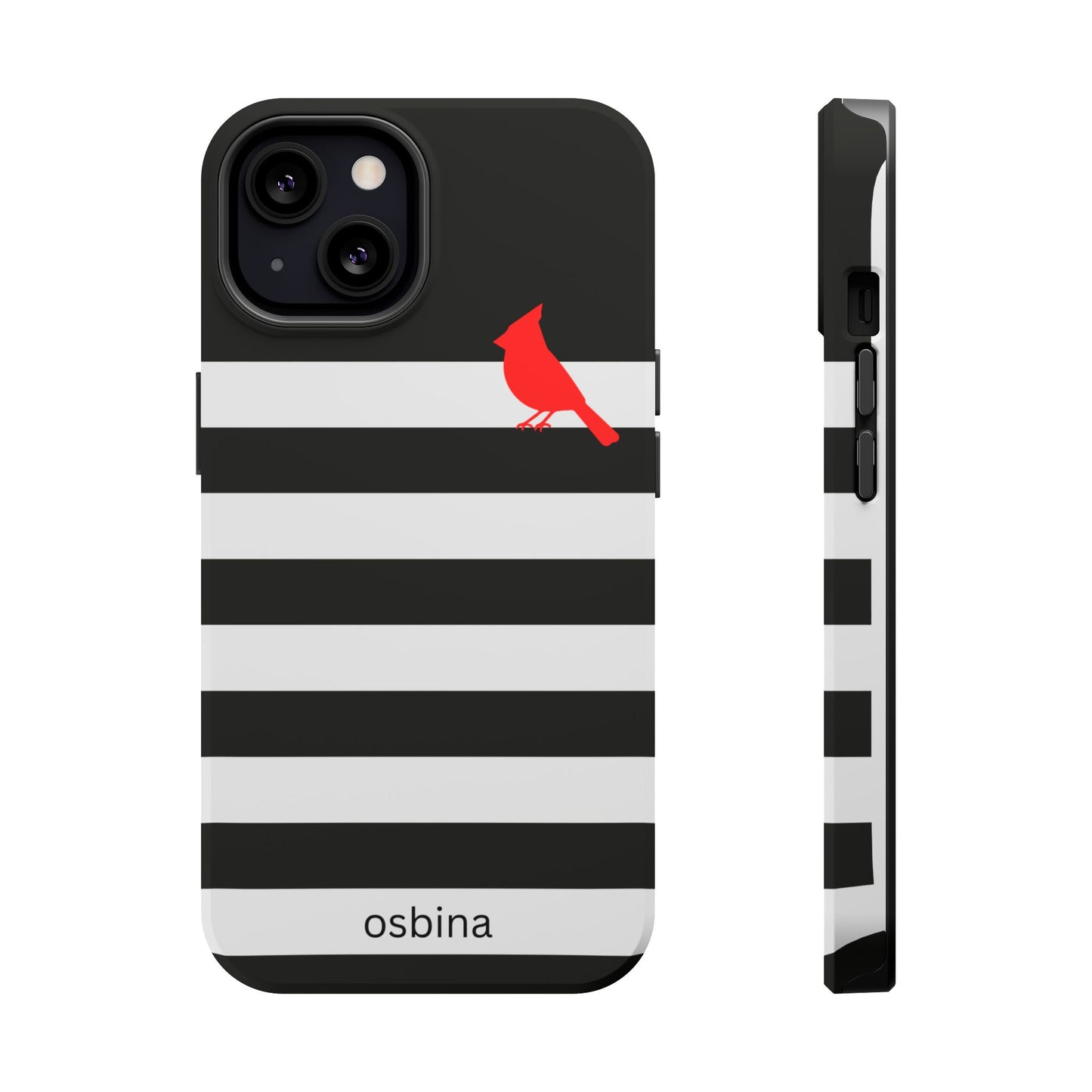 osbina | MagSafe compatible for iPhone | Redbird Edition Thinking of You Phone Case Black & White Stripe | Inspired By Collection