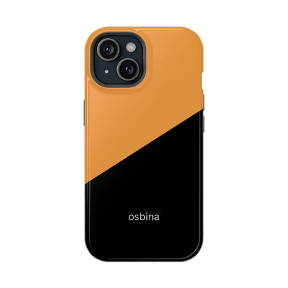 osbina | MagSafe Compatible for iPhone | Bold Moves Only — The Orange + Black Split Diagonal Case | The Season Collective