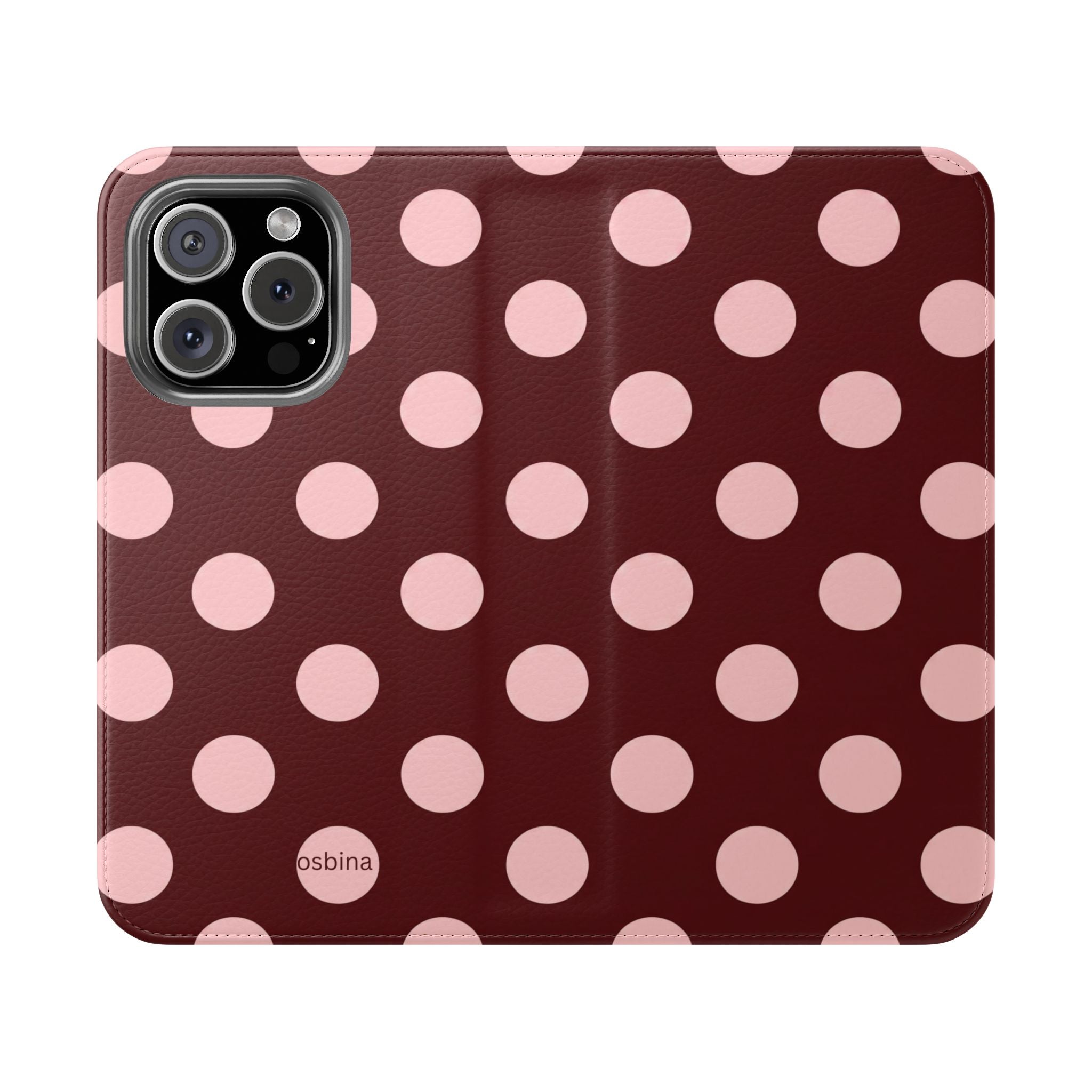 osbina | Wallet Flip Case for iPhone & Samsung | Oxblood Dot