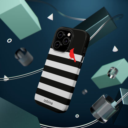 osbina | MagSafe compatible for iPhone | Redbird Edition Thinking of You Phone Case Black & White Stripe | Inspired By Collection
