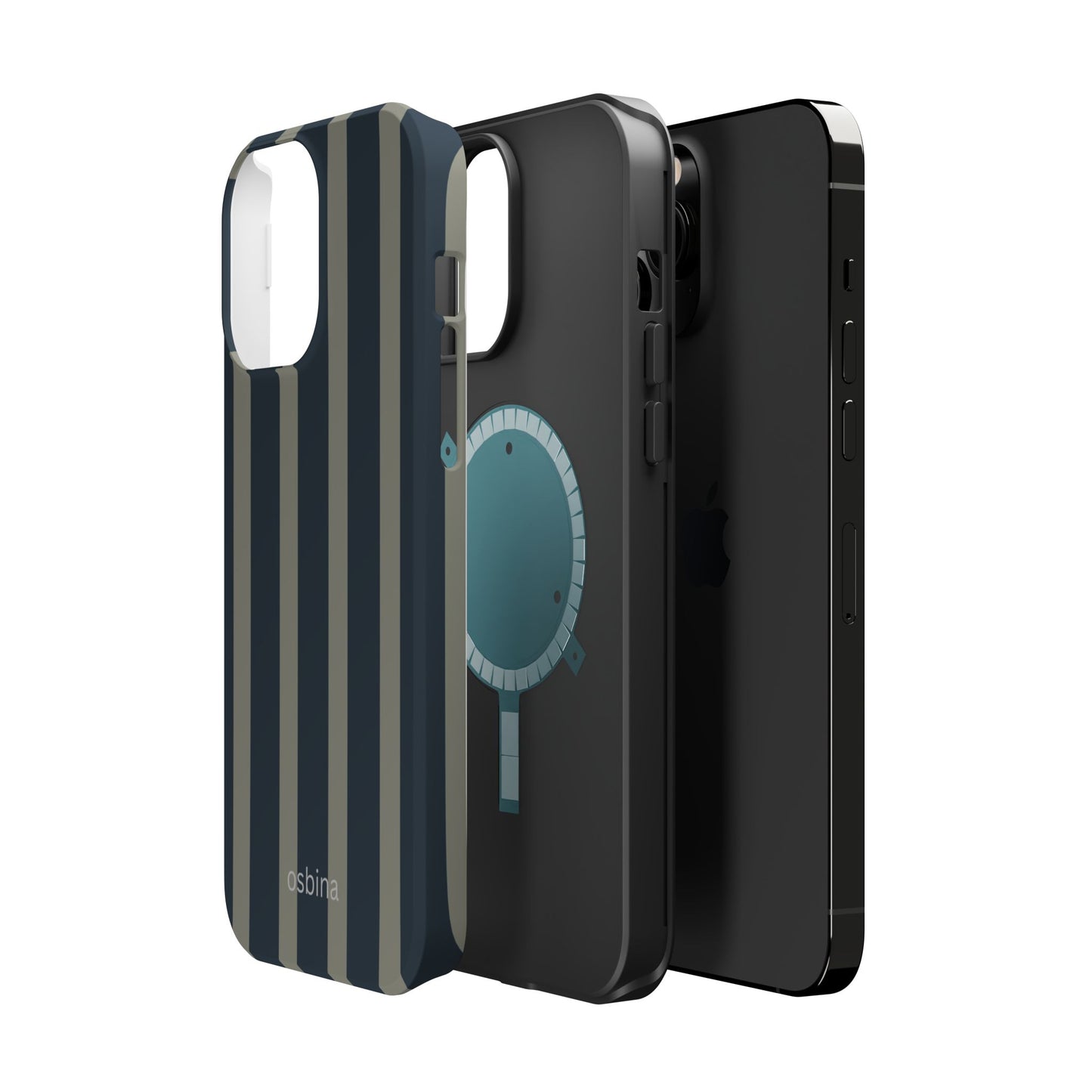 osbina | MagSafe compatible for iPhone | Grayhaven Navy & Gray Sophisticated Phone Case | Modern Muse Collection