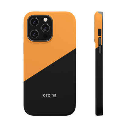 osbina | MagSafe Compatible for iPhone | Bold Moves Only — The Orange + Black Split Diagonal Case | The Season Collective