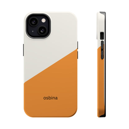 osbina | MagSafe Compatible for iPhone | Divide & Conquer — The Orange + White Split Diagonal Case | The Season Collective