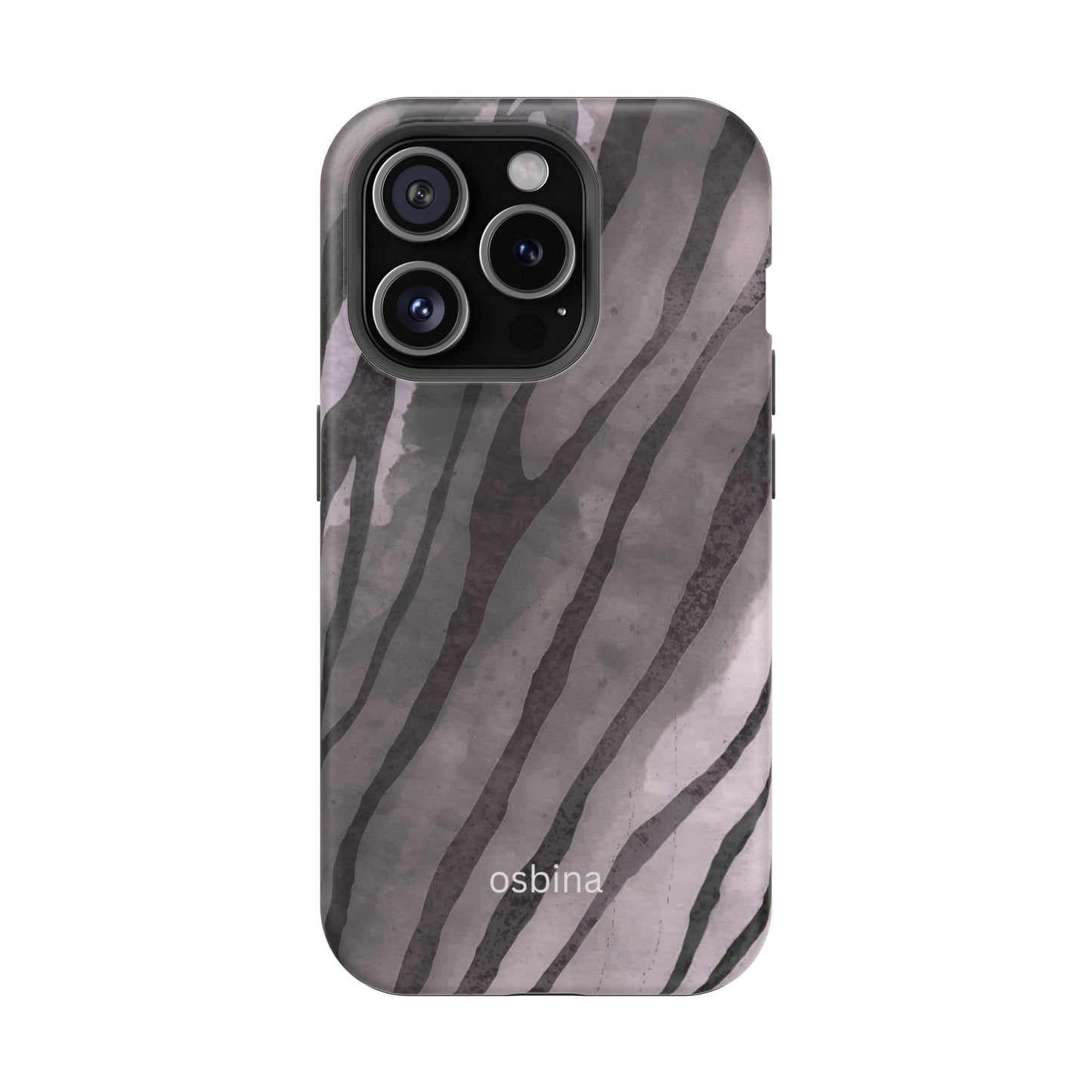 osbina | MagSafe Compatible for iPhone | Stripes on Point — The Muted Gray + Black Tiger Case | The Season Collective