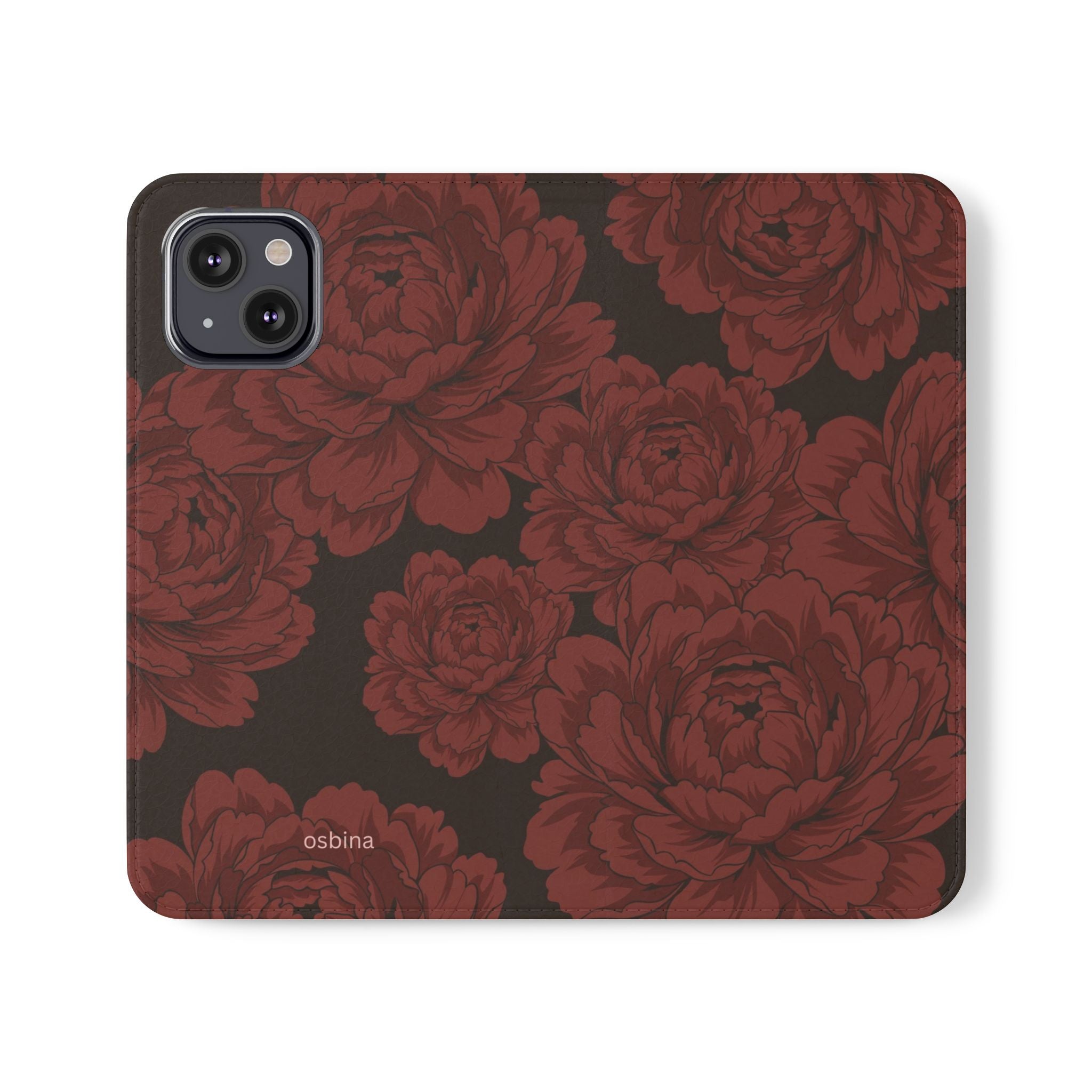 osbina | Wallet Flip Case for iPhone & Samsung | Oxblood Peony