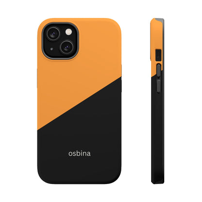 osbina | MagSafe Compatible for iPhone | Bold Moves Only — The Orange + Black Split Diagonal Case | The Season Collective