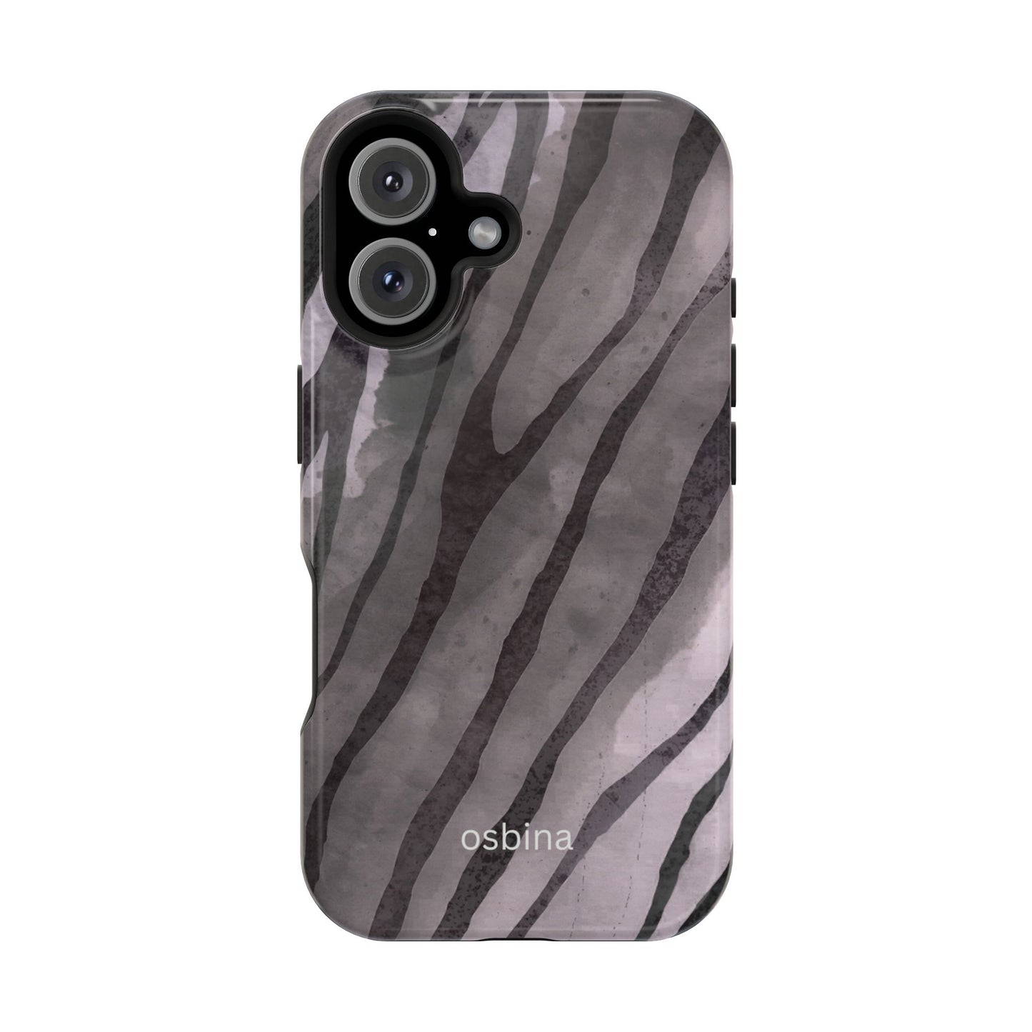 osbina | MagSafe Compatible for iPhone | Stripes on Point — The Muted Gray + Black Tiger Case | The Season Collective