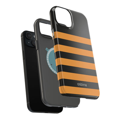 osbina | MagSafe Compatible for iPhone | The Horizon Stripe Case in Black + Orange | The Season Collective