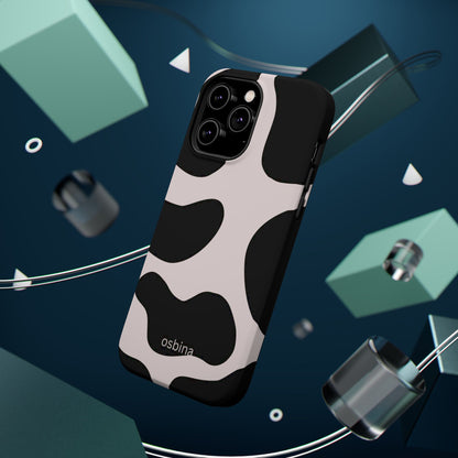 osbina | MagSafe compatible for iPhone | Prairie Chic Pink & Black Cow Print Phone Case | Modern Muse Collection