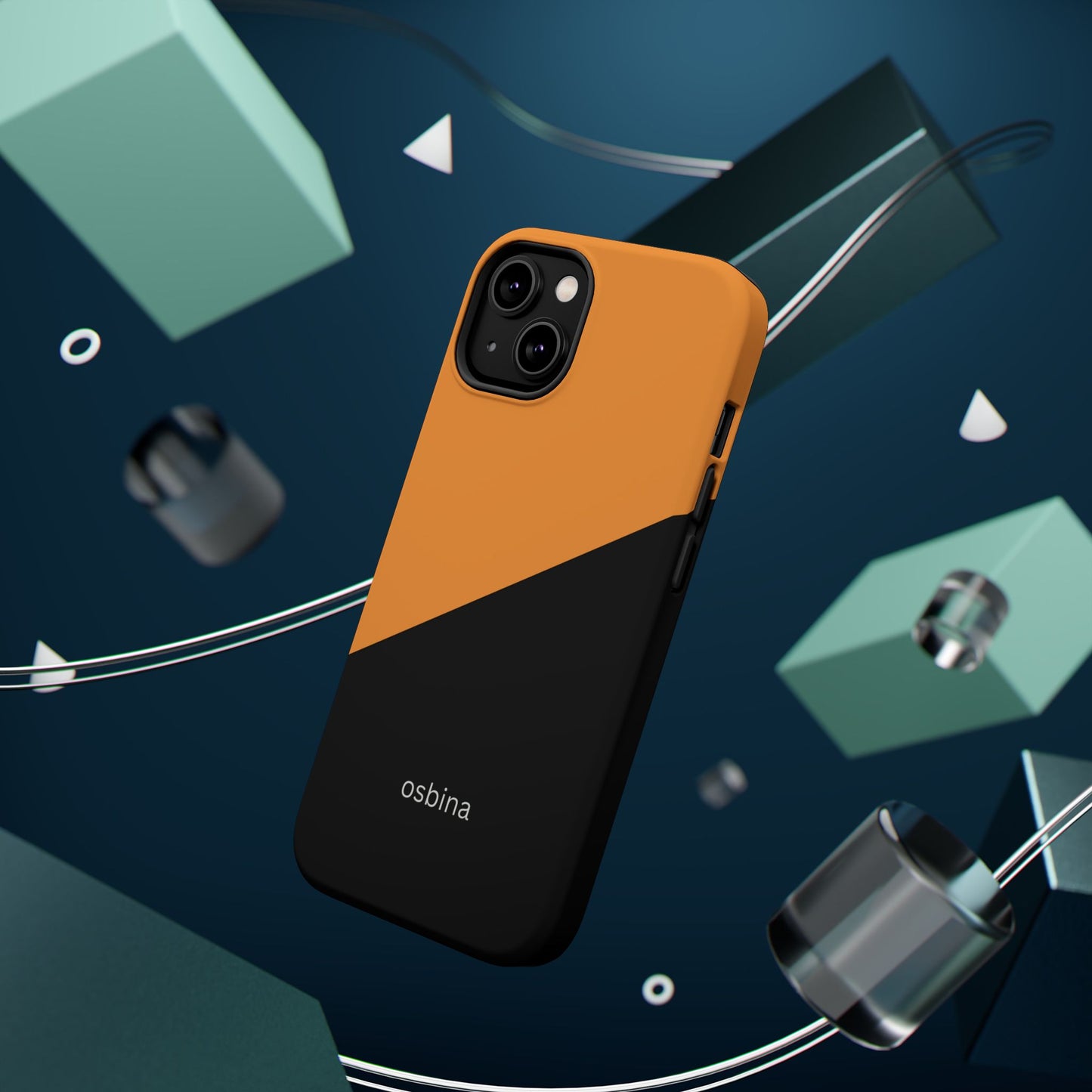 osbina | MagSafe Compatible for iPhone | Bold Moves Only — The Orange + Black Split Diagonal Case | The Season Collective