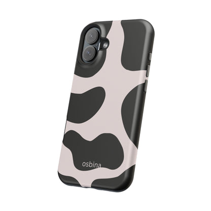 osbina | MagSafe compatible for iPhone | Prairie Chic Pink & Black Cow Print Phone Case | Modern Muse Collection