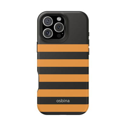 osbina | MagSafe Compatible for iPhone | The Horizon Stripe Case in Black + Orange | The Season Collective
